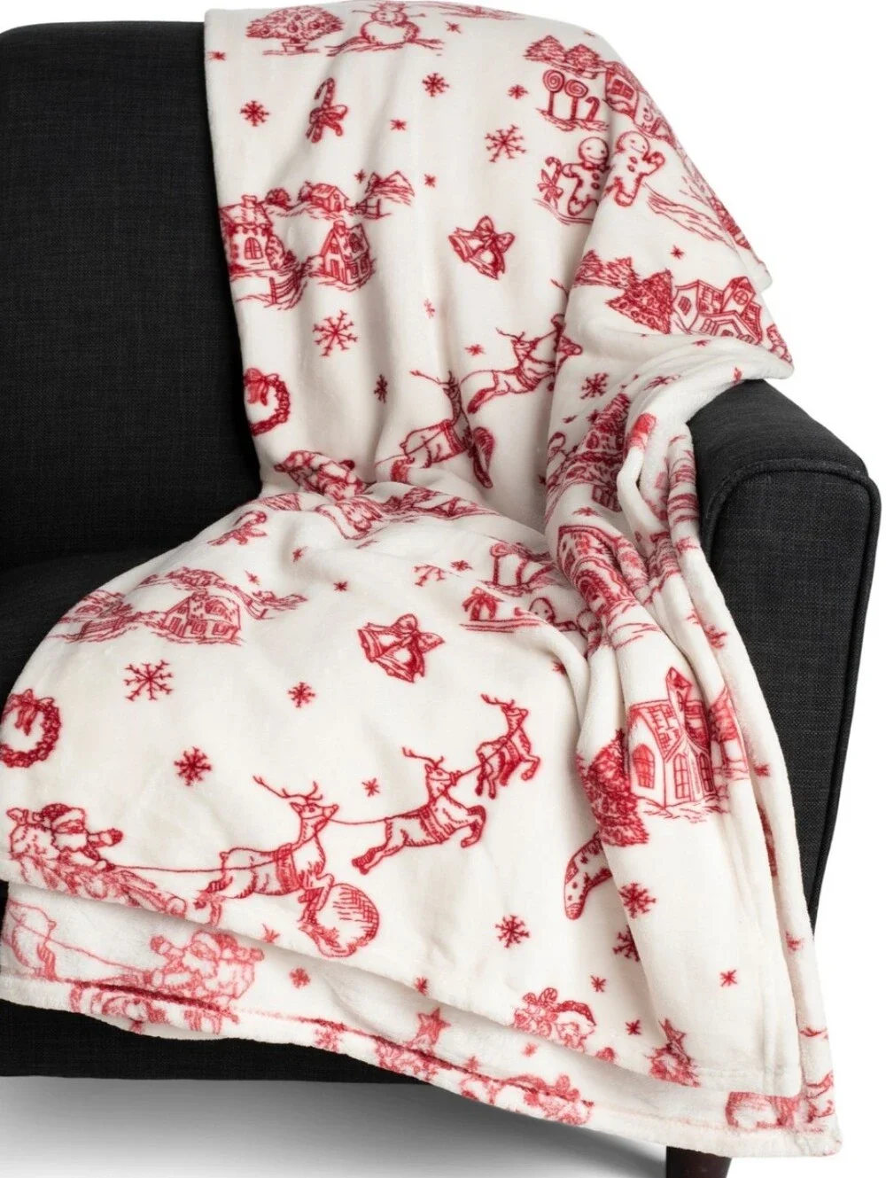 The Farmhouse by Rachel Ashwell Good Tidings Plush Christmas Holiday Blanket NWT